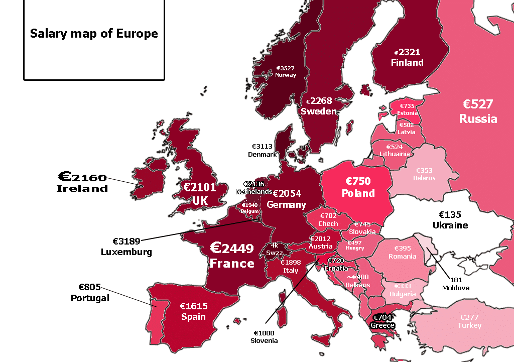 Europe salary map